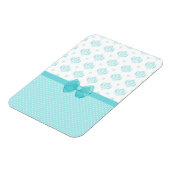 Aqua Blue Damask met Turquoise Ribbon Magneet (Linkerzijde)