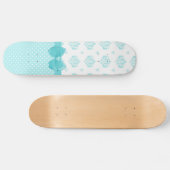 Aqua Blue Damask met Turquoise Ribbon Persoonlijk Skateboard (Horizontaal)
