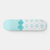 Aqua Blue Damask met Turquoise Ribbon Persoonlijk Skateboard (Horizontaal)
