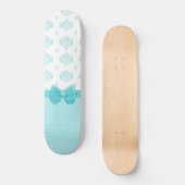 Aqua Blue Damask met Turquoise Ribbon Persoonlijk Skateboard (Voorkant)