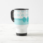 Aqua Blue Damask met Turquoise Ribbon Reisbeker (Voorkant links)