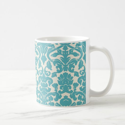Aqua blue damask mok (Rechts)