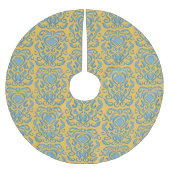 Aqua Blue Damask Old World Cream Yellow Kerstboom Rok (Voorkant)