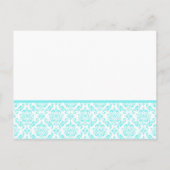 Aqua Blue Damask op witte bruiloft uitnodiging (Achterkant)