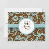Aqua Blue Damask over de uitnodiging tot brute bru (Voorkant)
