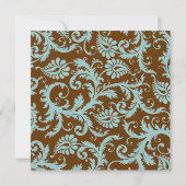Aqua Blue Damask over de uitnodiging tot brute bru (Achterkant)