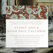 Aqua Blue Damask over de uitnodiging tot brute bru