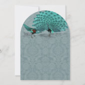 Aqua Blue Damask Peacock Metallic Elegance Kaart (Achterkant)