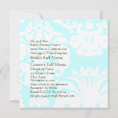 Aqua Blue Damask Wedding Uitnodiging (Voorkant)