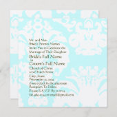 Aqua Blue Damask Wedding Uitnodiging (Voorkant / Achterkant)
