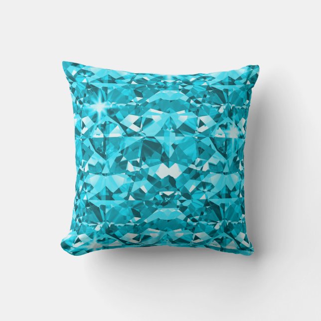 Aqua Blue Diamond Bling Pattern Kussen (Voorkant)