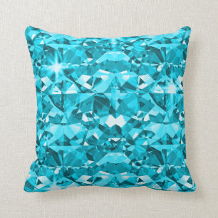 Aqua Blue Diamond Bling Pattern Kussen