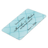 Aqua Blue Diamond Patroon Bruiloft Save the Date Magneet (Linkerzijde)