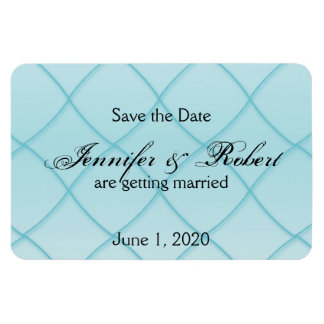 Aqua Blue Diamond Patroon Bruiloft Save the Date Magneet