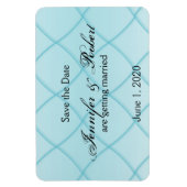 Aqua Blue Diamond Patroon Bruiloft Save the Date Magneet (Verticaal)