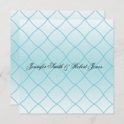 Aqua Blue Diamond Pattern Wedding Invitation Kaart (Voorkant / Achterkant)