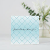 Aqua Blue Diamond Pattern Wedding Invitation Kaart (Staand voorkant)