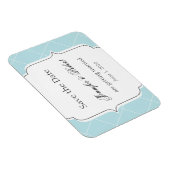 Aqua Blue Diamond Scallop Bruiloft Save the Date Magneet (Rechterzijde)