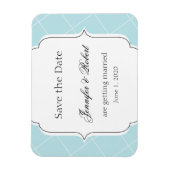 Aqua Blue Diamond Scallop Bruiloft Save the Date Magneet (Verticaal)