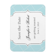 Aqua Blue Diamond Scallop Bruiloft Save the Date