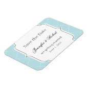 Aqua Blue Diamond Scallop Bruiloft Save the Date Magneet (Linkerzijde)