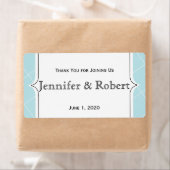 Aqua Blue Diamond Scallop Waterfles Label (Insitu)