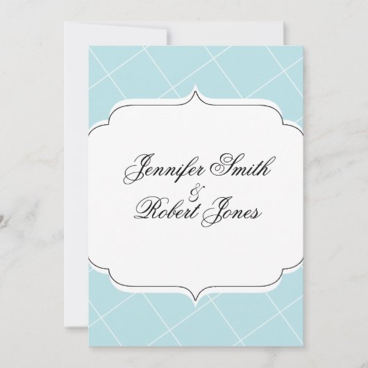 Aqua Blue Diamond Scallop Weddenschap Kaart (Voorkant)