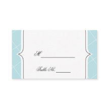 Aqua Blue Diamond Scallop Wedding Place Cards