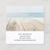 Aqua Blue Dive Instructor Mermaid Dolphin Vierkante Visitekaartje (Achterkant)