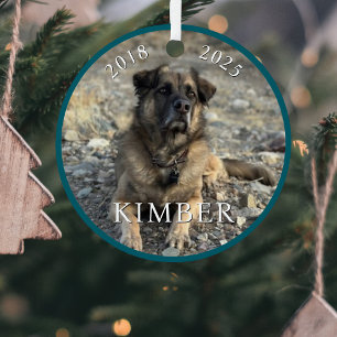 Aqua Blue Dog Fotonaam Herdenking Huisdier Memoria Metalen Ornament