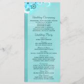 Aqua Blue Donker Blauwgroen Bloemen Trouwprogramma Programmakaart (Achterkant)