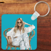 Aqua Blue droom Siciliaanse zon Sleutelhanger (Achterkant)