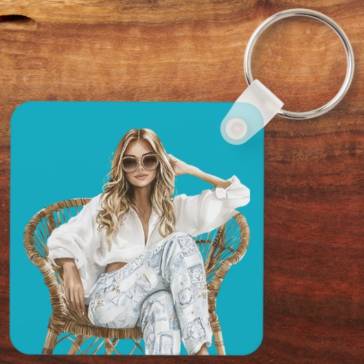 Aqua Blue droom Siciliaanse zon Sleutelhanger (Achterkant)