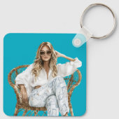 Aqua Blue droom Siciliaanse zon Sleutelhanger (Achterkant)