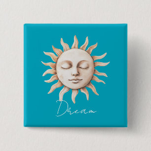 Aqua Blue droom Siciliaanse zon Vierkante Button 5,1 Cm