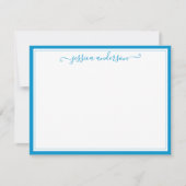 Aqua Blue Elegant Modern Chic Preppy Girly Script Notitiekaartje (Voorkant)