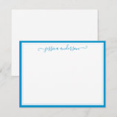 Aqua Blue Elegant Modern Chic Preppy Girly Script Notitiekaartje (Voorkant / Achterkant)