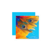 Aqua Blue Elegant Peacock Feather Notitiekaartje (Voorkant / Achterkant in situ)