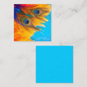 Aqua Blue Elegant Peacock Feather Notitiekaartje (Voorkant / Achterkant)