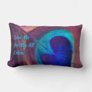 Aqua Blue Elegante kleurrijke pauwenveer Kussen