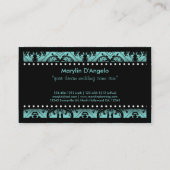 Aqua Blue en Black Chevron Wedding Planner Visitekaartje (Achterkant)
