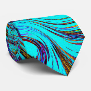 Aqua Blue en Black Groovy Abstract Retro Art Stropdas