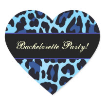 Aqua Blue en Black Leopard Party Sticker