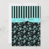 Aqua Blue en Black Striped Invitation Kaart (Voorkant)