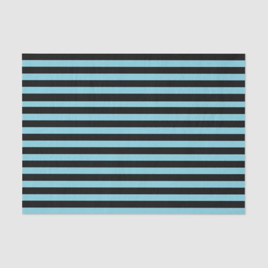 Aqua Blue en Black Striped Tissue Paper Tissuepapier (Voorkant)