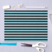 Aqua Blue en Black Striped Tissue Paper Tissuepapier (Craft)