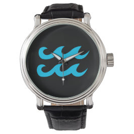 Aqua Blue en Black Waterman Symbool Horloge