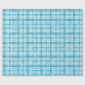 Aqua Blue en Blauwgroen Waterverf Tartan Gecontrol Cadeaupapier (Vlak)