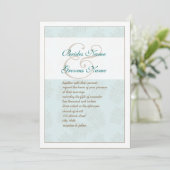Aqua Blue en Brown Leaves Wedding Invitation Kaart (Staand voorkant)