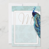 Aqua Blue en Brown Peacock Wedding Invitation Kaart (Achterkant)